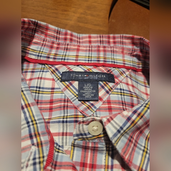 Tommy Hilfiger Men’s Shirt Long Sleeve Button-Down Size L/G Plaid NWT Red/white - Picture 7 of 7